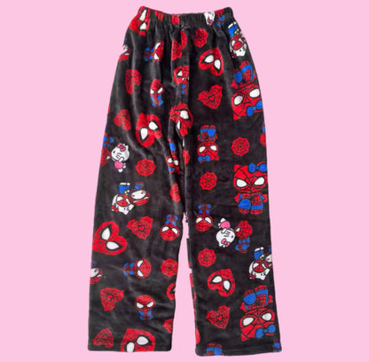 SANRIO HELLO KITTY X SPIDER-MAN FURRY PAJAMA PANTS. ‎