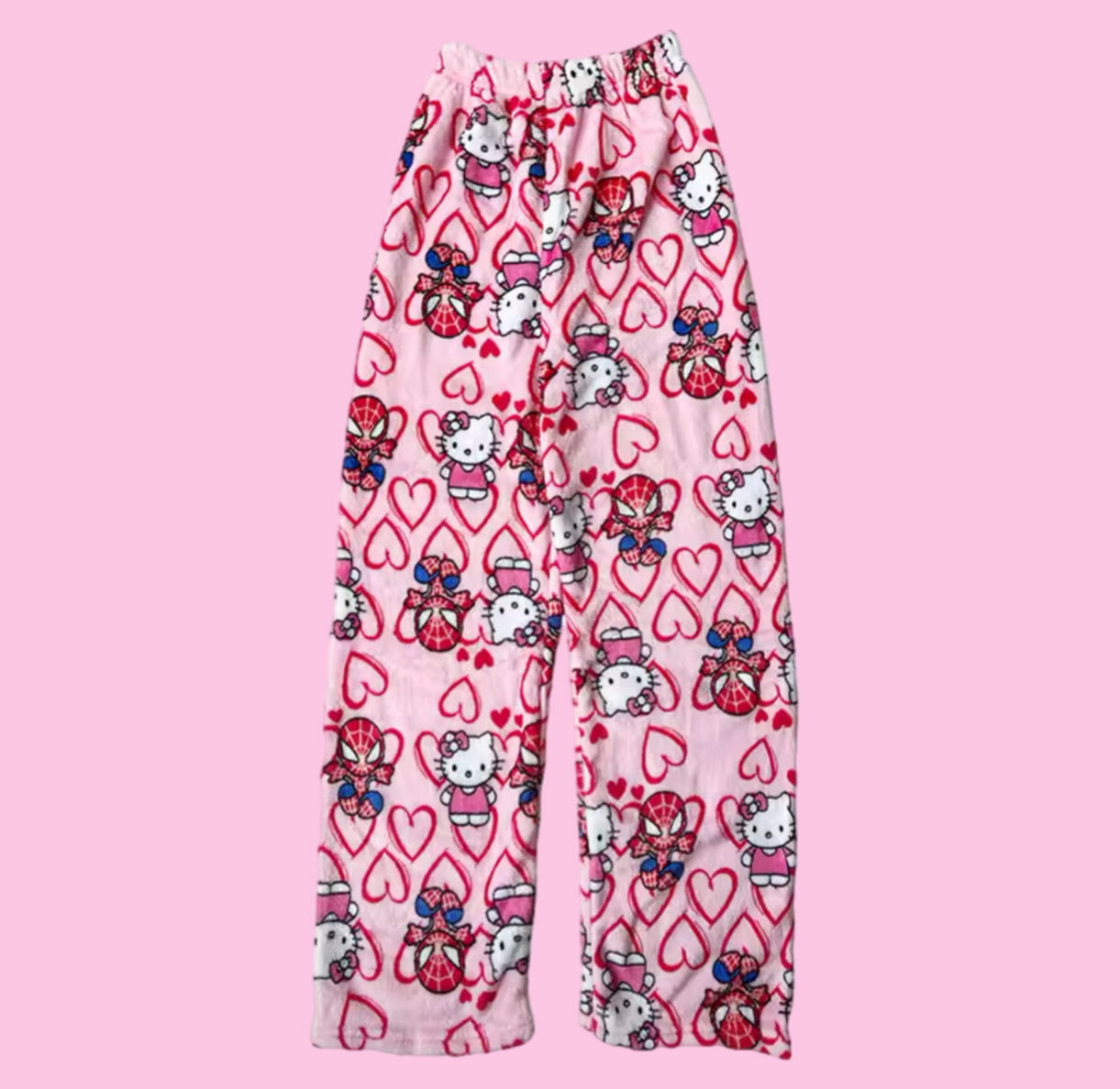 SANRIO HELLO KITTY X SPIDER-MAN FURRY PAJAMA PANTS. ‎